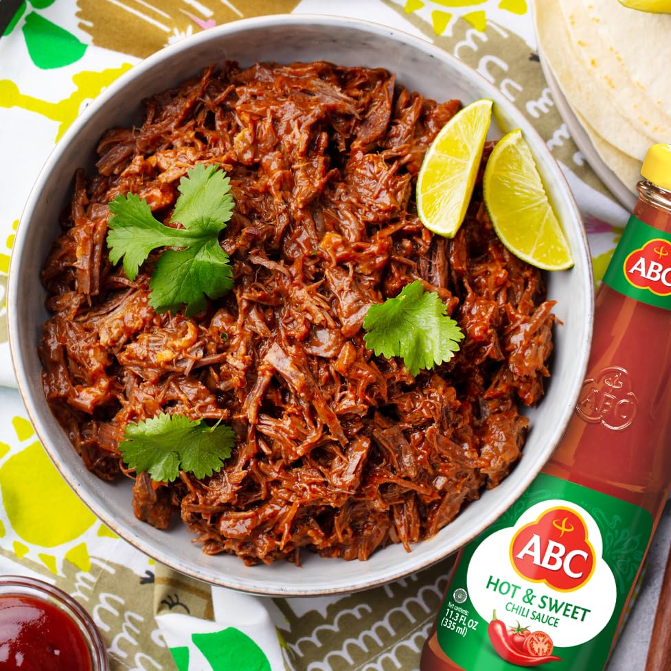 ABC Hot & Sweet Chili Sauce, 11.3 Oz, Spicy Sriracha Style Sambal, No MSG, Umami Flavor, Indonesian BBQ Dip Made with Chili & Garlic