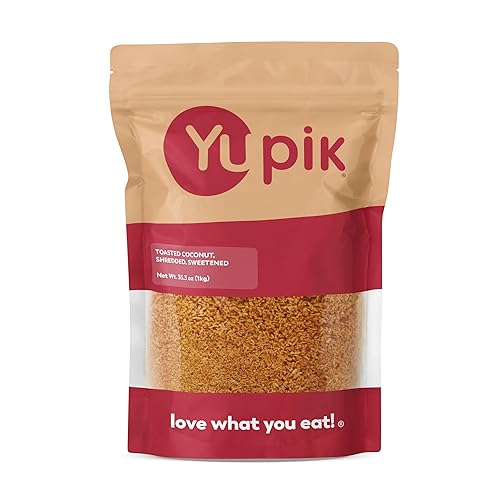 Yupik Toasted Coconut, Shredded, Sweetened, 2.2 lb (35.2 oz), Gluten-Free, Kosher, Vegan, Fine Coconut Flakes, Oil-Free, Source of Fiber, Sweet