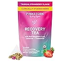 Pink Stork Postpartum Recovery® Herbal Tea, Organic Red Raspberry Leaf with Chamomile, Hormone Balance for Women After Labor & Delivery, Strawberry