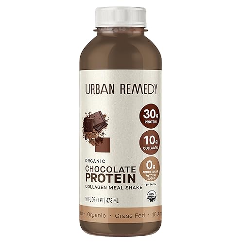 Urban Remedy Chocolate Protein Collagen Meal Shake, 16 oz - 30g Protein, 10g Organic Grass-Fed Collagen, No Added Sugar, Dairy-Free