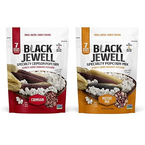 Black Jewell Gourmet Popcorn Kernel Variety Pack with Crimson and Native Mix (Pack of 2)