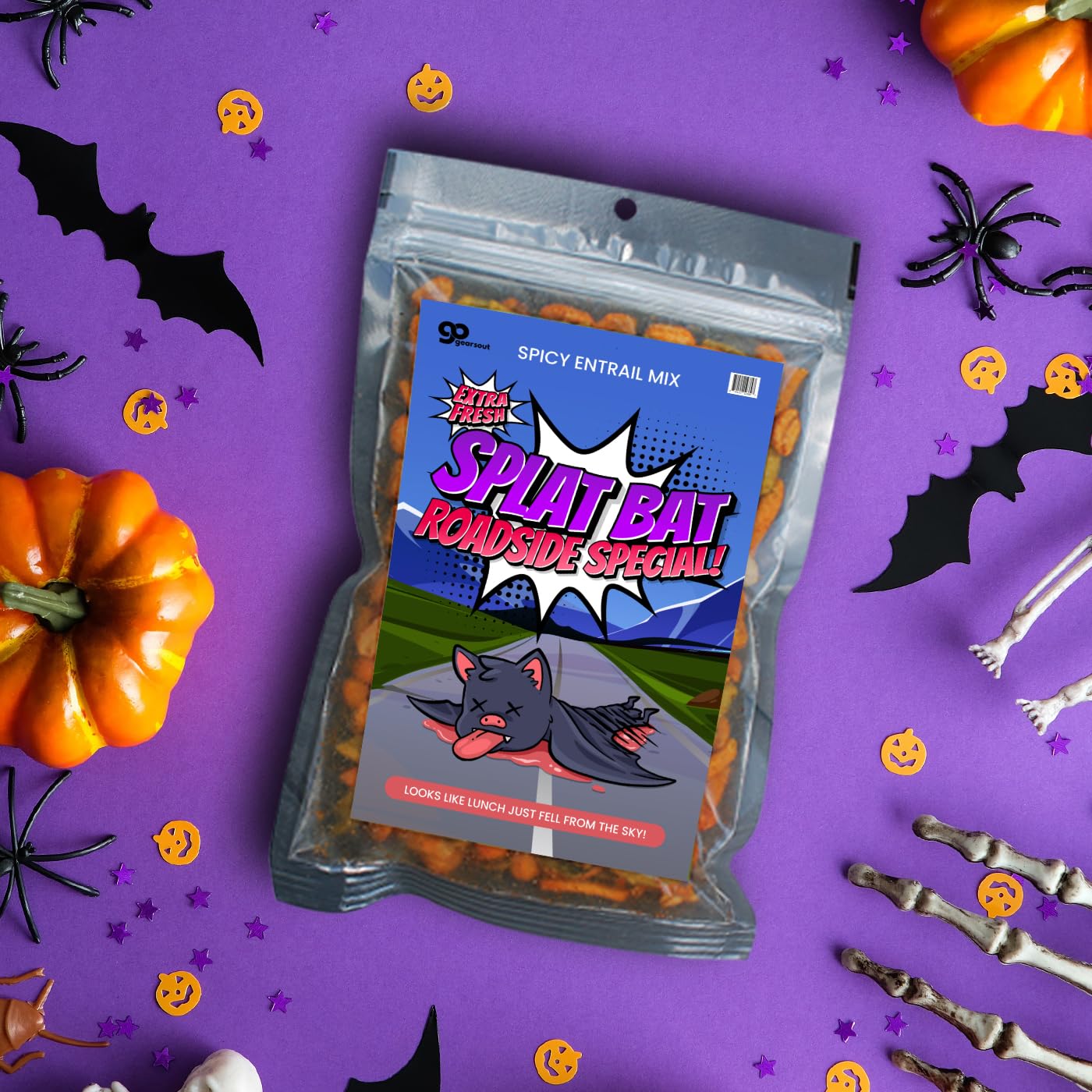 Splat Bat Roadkill Trail Mix Gag Gift for Boys and Girls Funny Halloween Basket Idea Weird Hillbilly Redneck Gifts