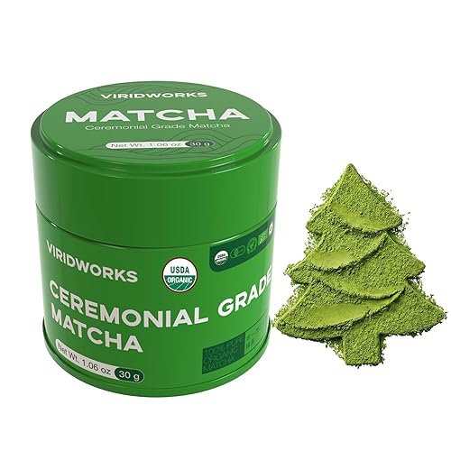 Viridworks Organic Matcha Green Tea Powder Stick Packs - Ceremonial Grade (First Spring Harvest) - Unsweetened Single Serve Travel Packets - USDA, JAS