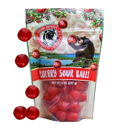 Cherry Republic Sour Balls, 8 oz - Sour Cherry Candy Balls, Sweet & Tart Flavor, Chewy Red Candy with Nostalgic Appeal, Gluten-Free, Perfect