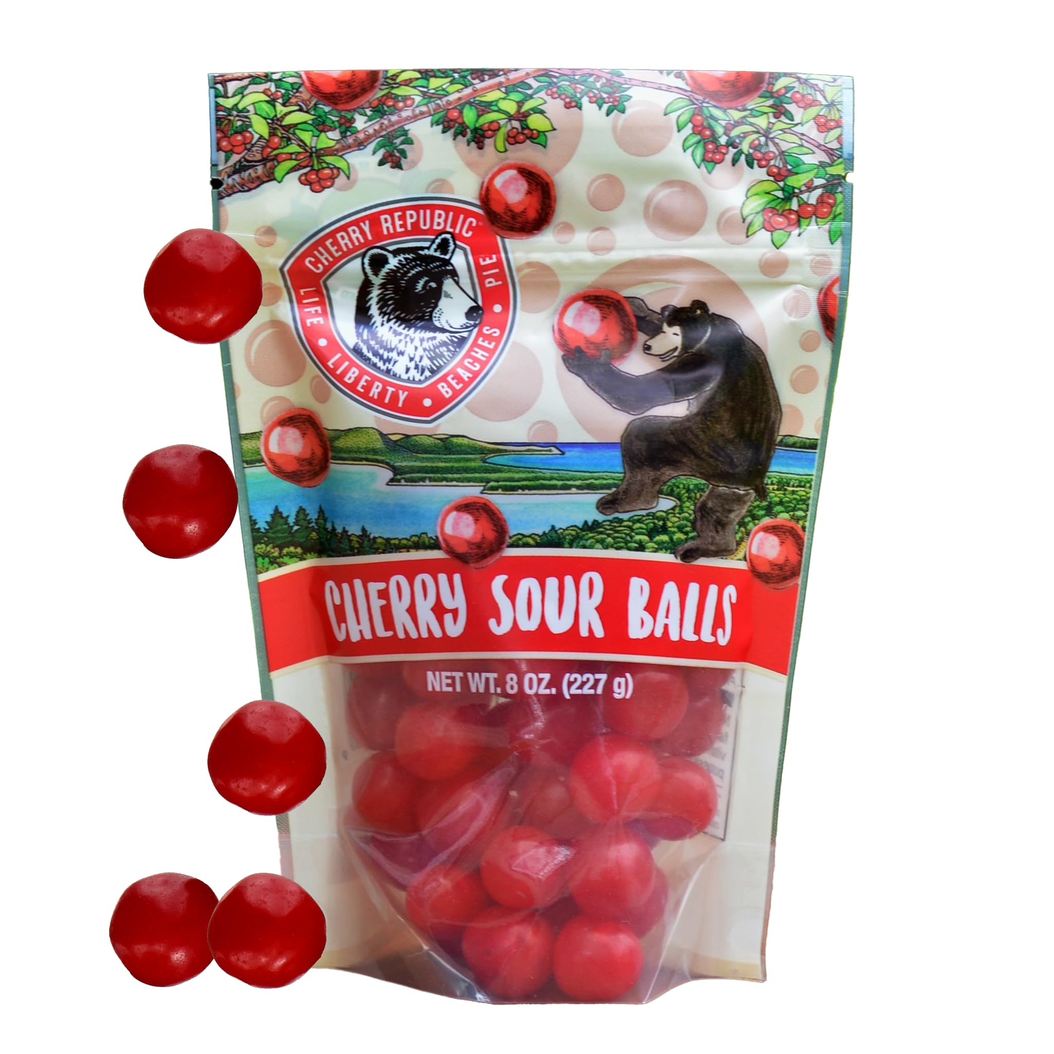 Cherry Republic Sour Balls, 8 oz - Sour Cherry Candy Balls, Sweet & Tart Flavor, Chewy Red Candy with Nostalgic Appeal, Gluten-Free, Perfect