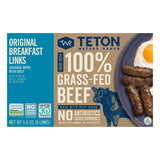 Teton Waters Ranch Breakfast Sausage Links, 100% Grass-Fed Beef, Fully Cooked Breakfast Sausage, Frozen, No Sugar Added, No Nitrites or Nitrates