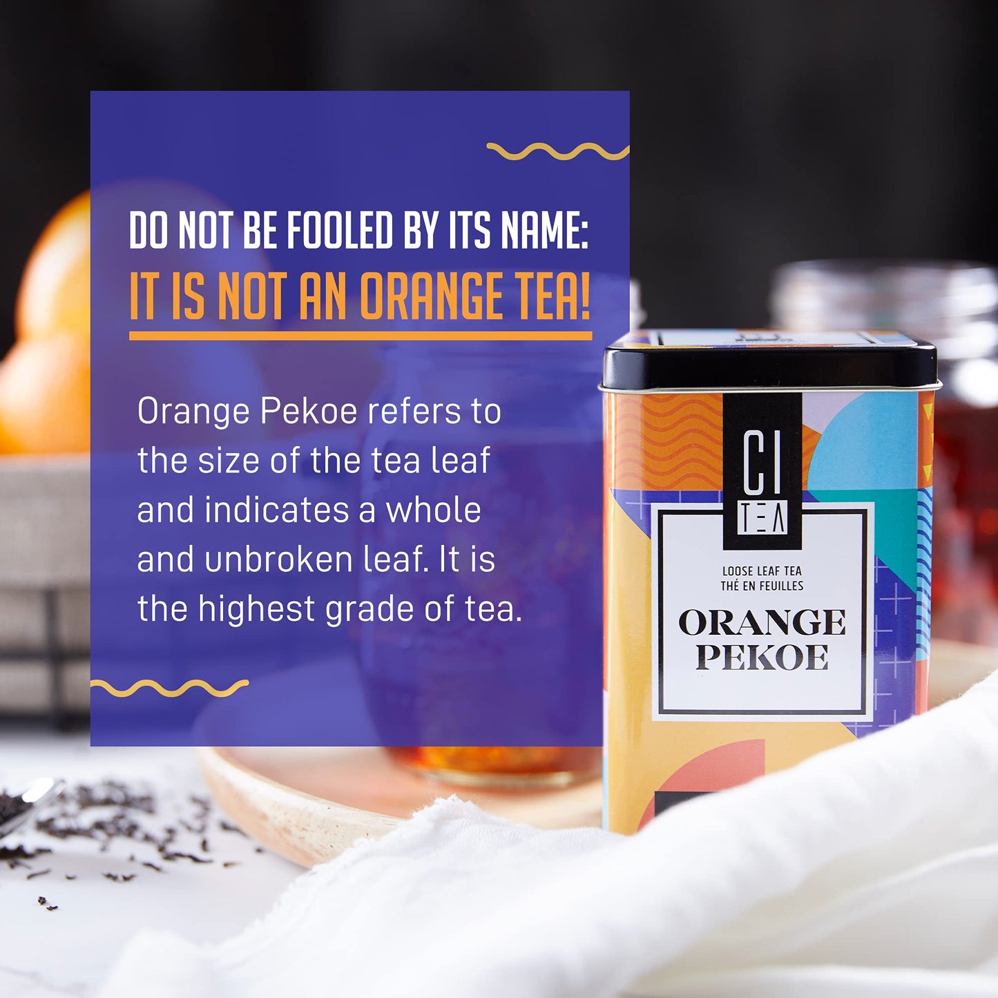 Citea Premium Orange Pekoe Loose Leaf Black Tea - Iced/Hot, 100g in Tin Cans