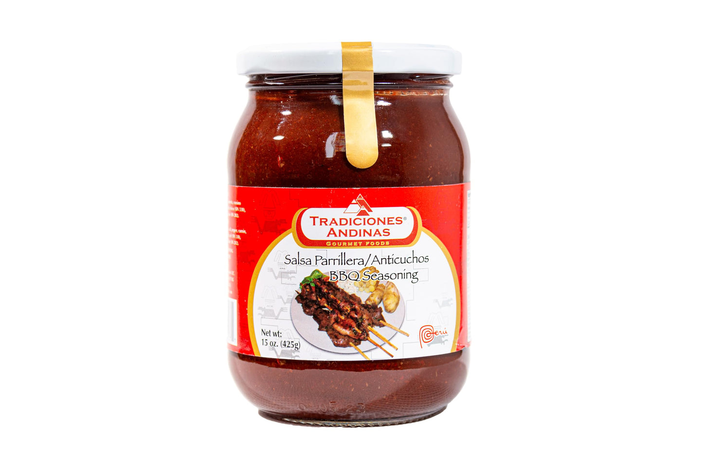 Tradiciones Andinas Peruvian Anticucho Sauce 15 oz - Aderezo Para Anticuchos, Marinade Brochette Paste Peru, Roasted Peruvian Seasoning, Salsa BBQ
