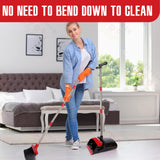 XXFLOWER Broom and Dustpan Set with Long Handle, Light Weight Stainless Steel Poles Stand Upright Dustpans with Broom Combo for Home Kitchen Office