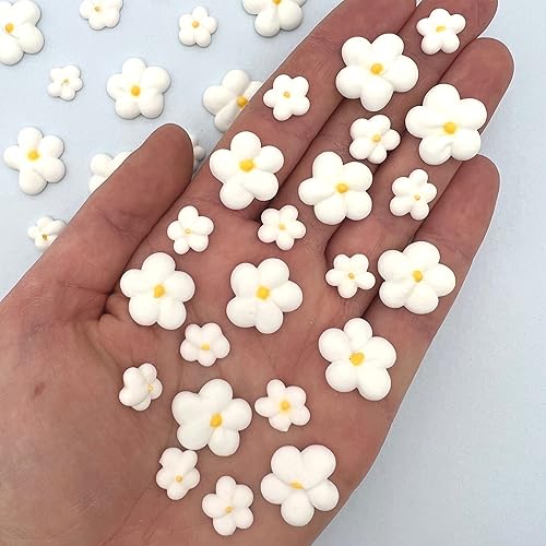 Royal Icing Blossoms | Mini Edible Flowers | Edible Roses | White Wedding Flowers | Cake Sprinkles | Bulk Sprinkle Mix | by Simply Sucré (54 Flowers