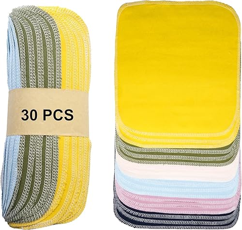 Simnice Reusable Paper Towels Washable - 30 Pack Zero Waste Paperless Paper Towel Absorbent Reusable Paper Towel, 100% Cotton Paper Towels
