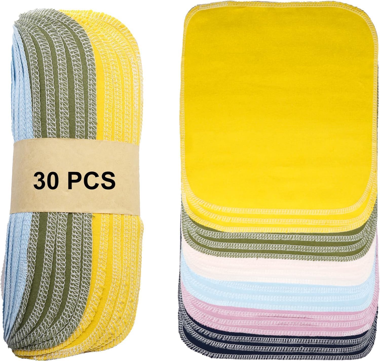 Simnice Reusable Paper Towels Washable - 30 Pack Zero Waste Paperless Paper Towel Absorbent Reusable Paper Towel, 100% Cotton Paper Towels