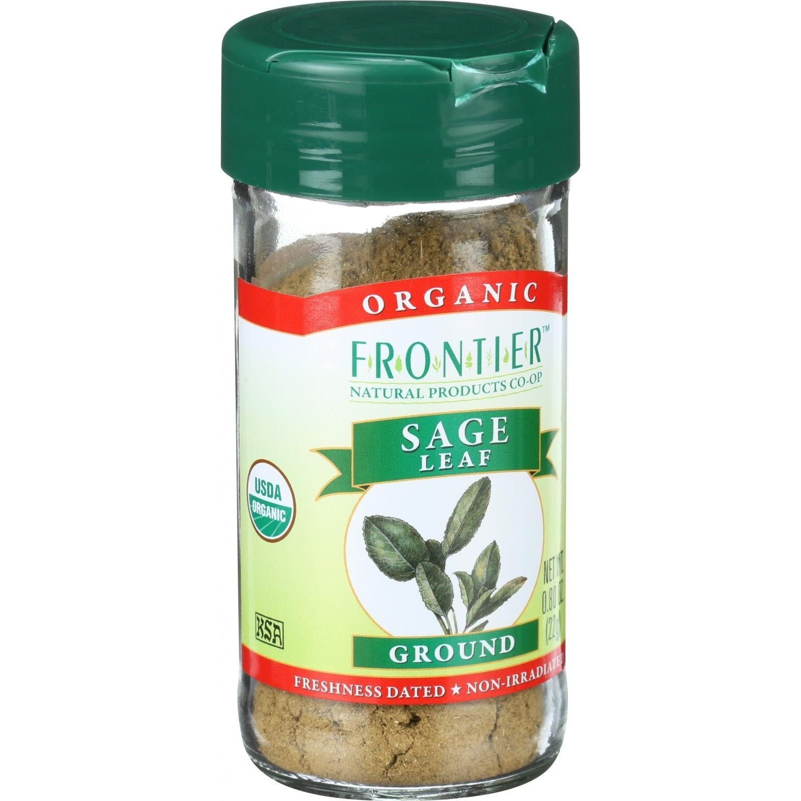 Frontier Sage Leaf Ground ORGANIC 0.80 oz. Bottle (a)