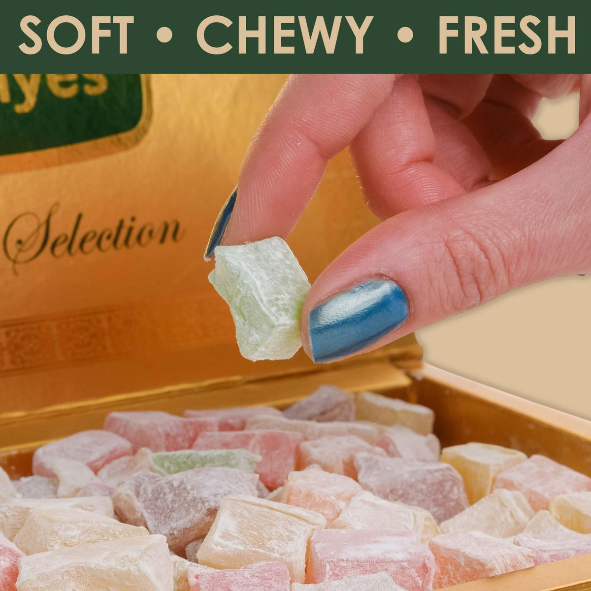 Mixed Fruit Turkish Delight - Assorted Lokum Candy Box, Traditional Turkish Sweets, Gourmet Arabic Candy Gift, Delicias Turcas, 17.6 oz (500g)