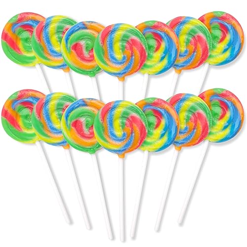Mini Swirl Lollipops, Rainbow Suckers, Individually Wrapped Candy, Party Favors, 14 Count