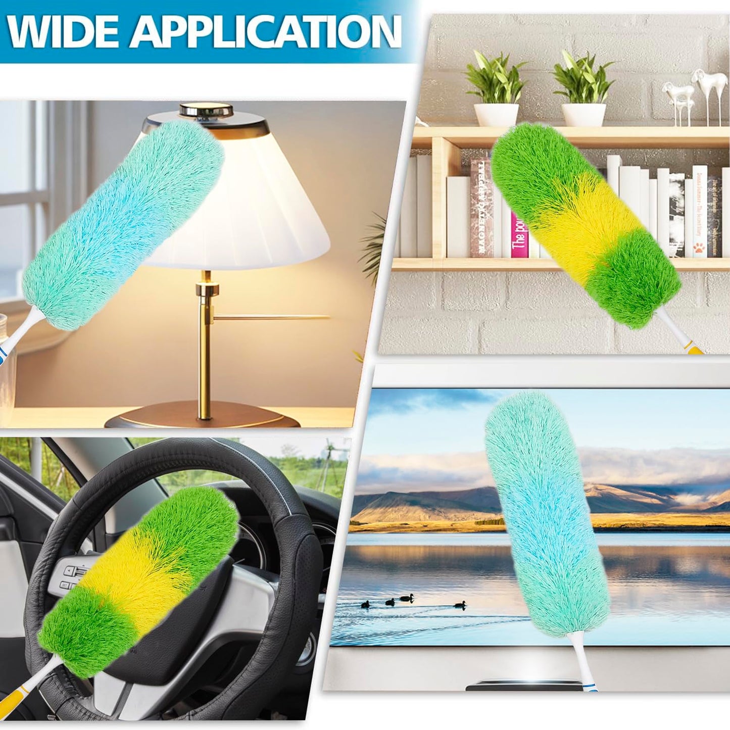 2 Pack 20-inch Microfiber Dusting Dusters with Non-Slip Handles and Bendable Microfiber Duster Heads, Perfect for Household Cleaning, Office Cleaning