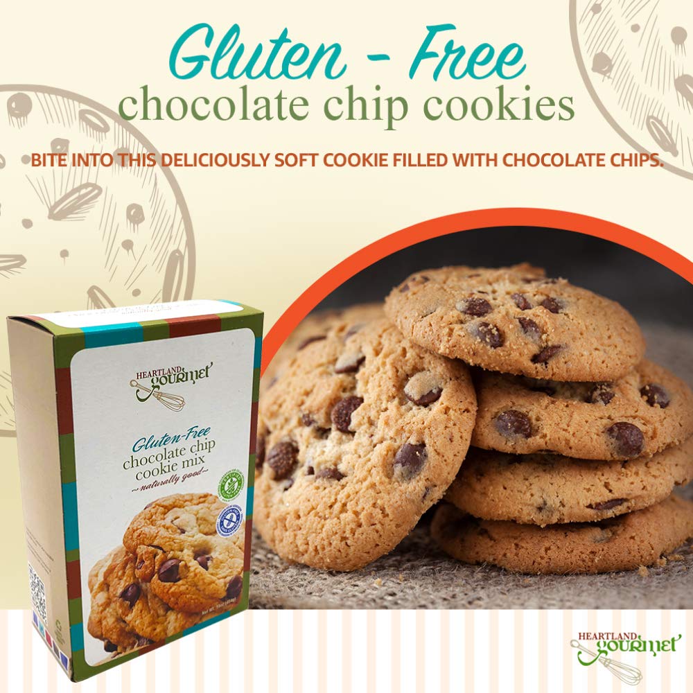 Heartland Gourmet - Gluten Free Chocolate Chip Cookie Mix - Soft and Chewy - Certified Gluten Free - All Purpose - Safe for Celiac Diet