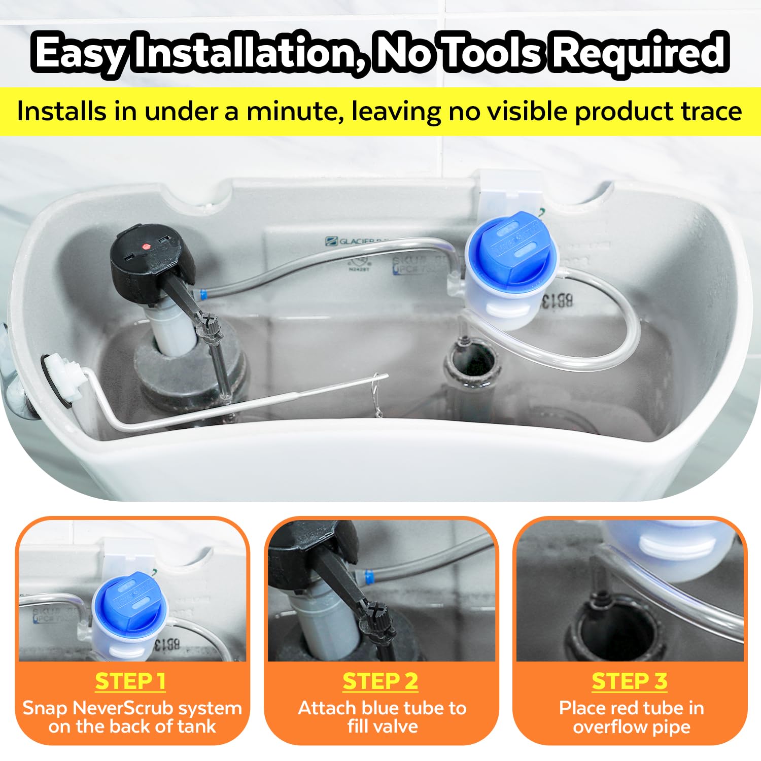 NeverScrub! Refill Cartridge Self Cleaning Toilet System - Replacement Cartridge for Automatic Toilet Bowl Cleaner - 1.65 oz, Lasts Up To 3-5 Months