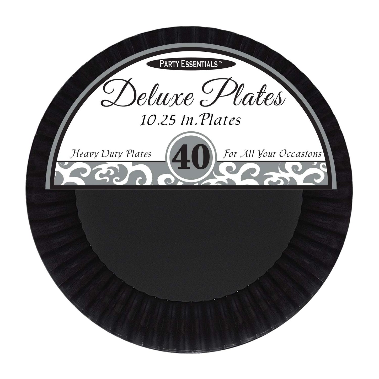Party Essentials Deluxe Quality Hard Plastic 40 Count Party/Dinner Plates, 10-1/4-Inch, Black