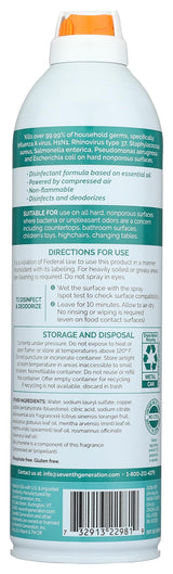 Seventh Generation Disinfecting Spray, Eucalyptus and Thyme, Disinfectant Made from Essential Oil, 13.9 Oz
