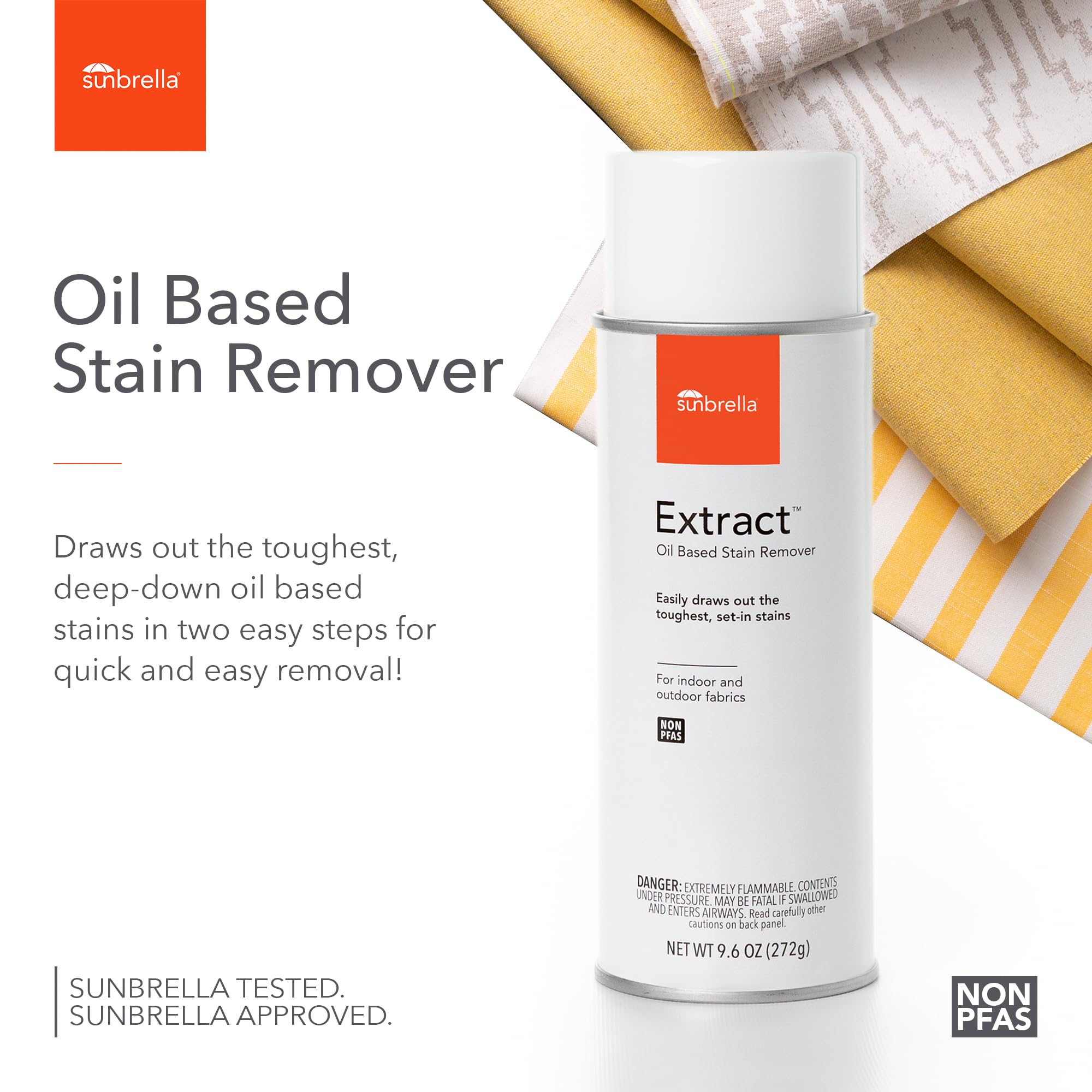 Sunbrella Extract Oil Stain Remover | Easy Clean for Grease & Oil Stains | Upholstery Cleaner Spray | Fast-Drying Formula | Safe, Non-PFAS | 9.6 oz