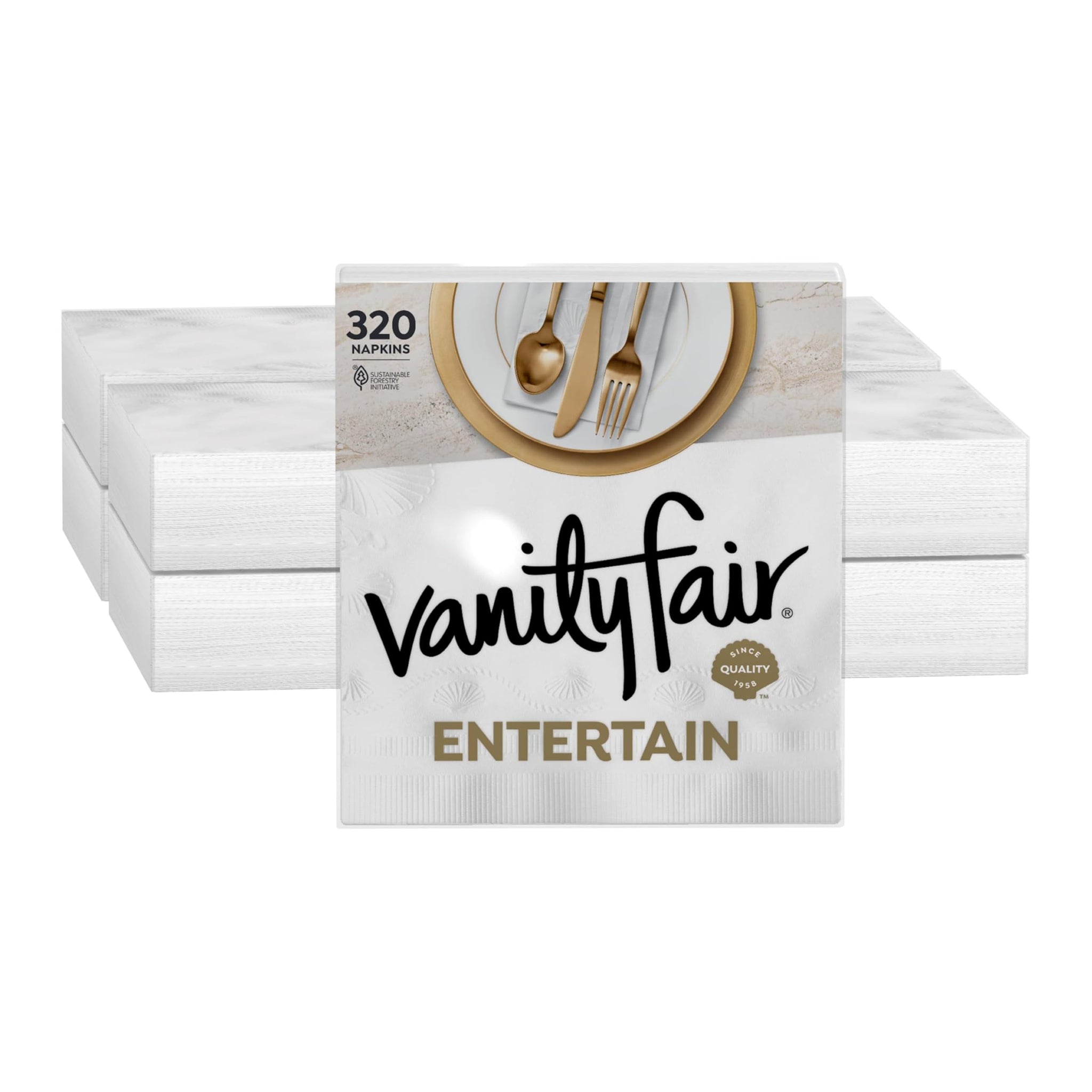 Vanity Fair Entertain Paper Napkins, 40 Count (Pack of 8), Disposable Napkins Made For Entertaining And Events