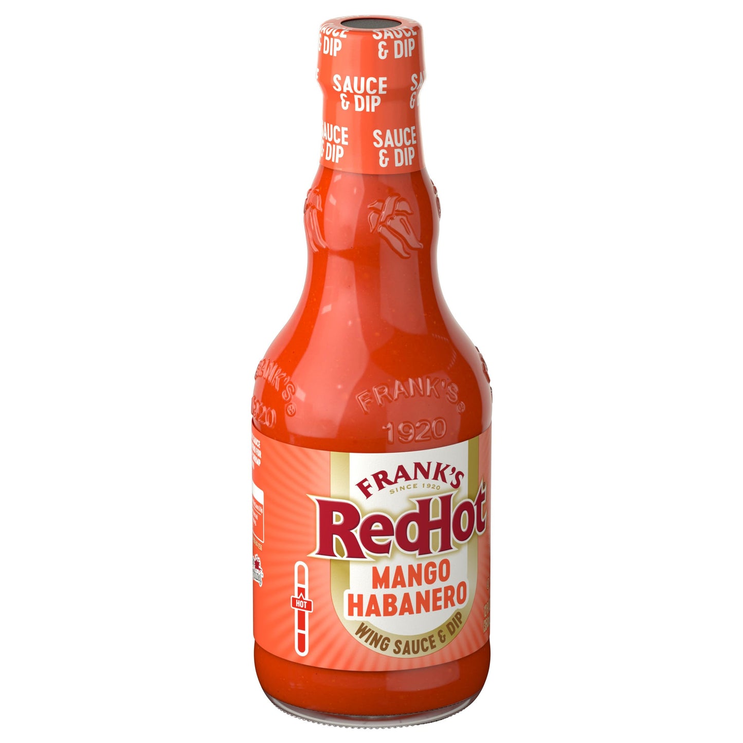 Frank's RedHot Wings Sauce, Mango Habanero, Hot Sauce, Marinade, Glaze, For Fish, Steak, Burgers, Wings, Cole Slaw, Salsa, and More, 12 fl oz