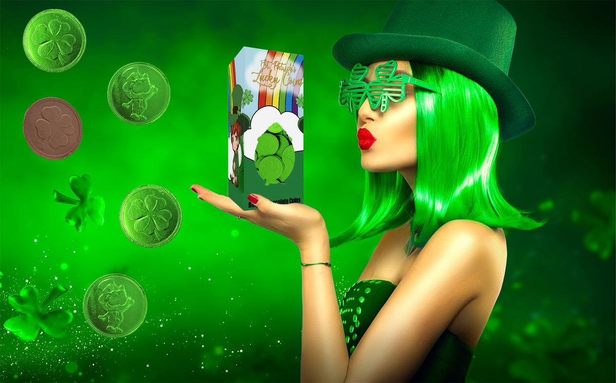 St. Patrick's Day Chocolate Coins Lucky Green Coins, Belgian Nut-Free Milk Chocolate, Kosher Certified Dairy Coin (Milk Chocolate, 10 Pounds (Bulk))
