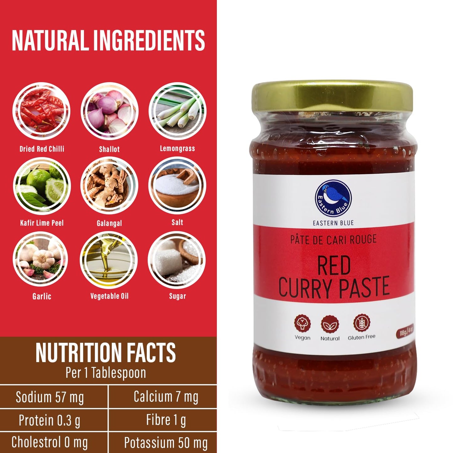 Thai Red Curry Paste 4 Oz Pack of 2 | Vegan, Gluten Free, Nut Free | Elevate your dishes with Authentic Spices | Eastern Blue Thai Curry Paste | 125