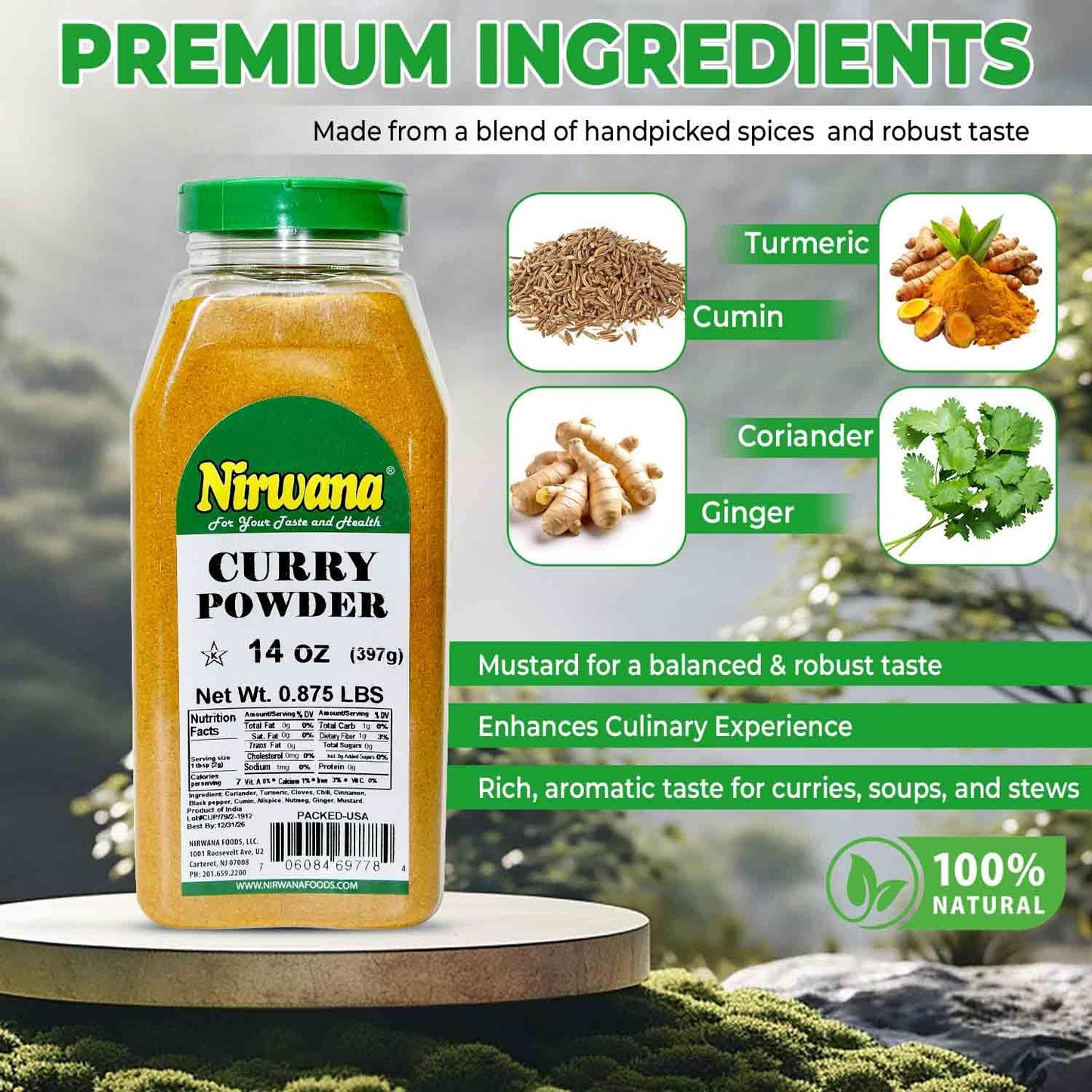 Premium Curry Powder - Gluten-Free, Vegan, and Non-GMO - Perfect for Cooking with Chicken, Shrimp, Tofu, and Vegetables - Adds Flavor to Soups