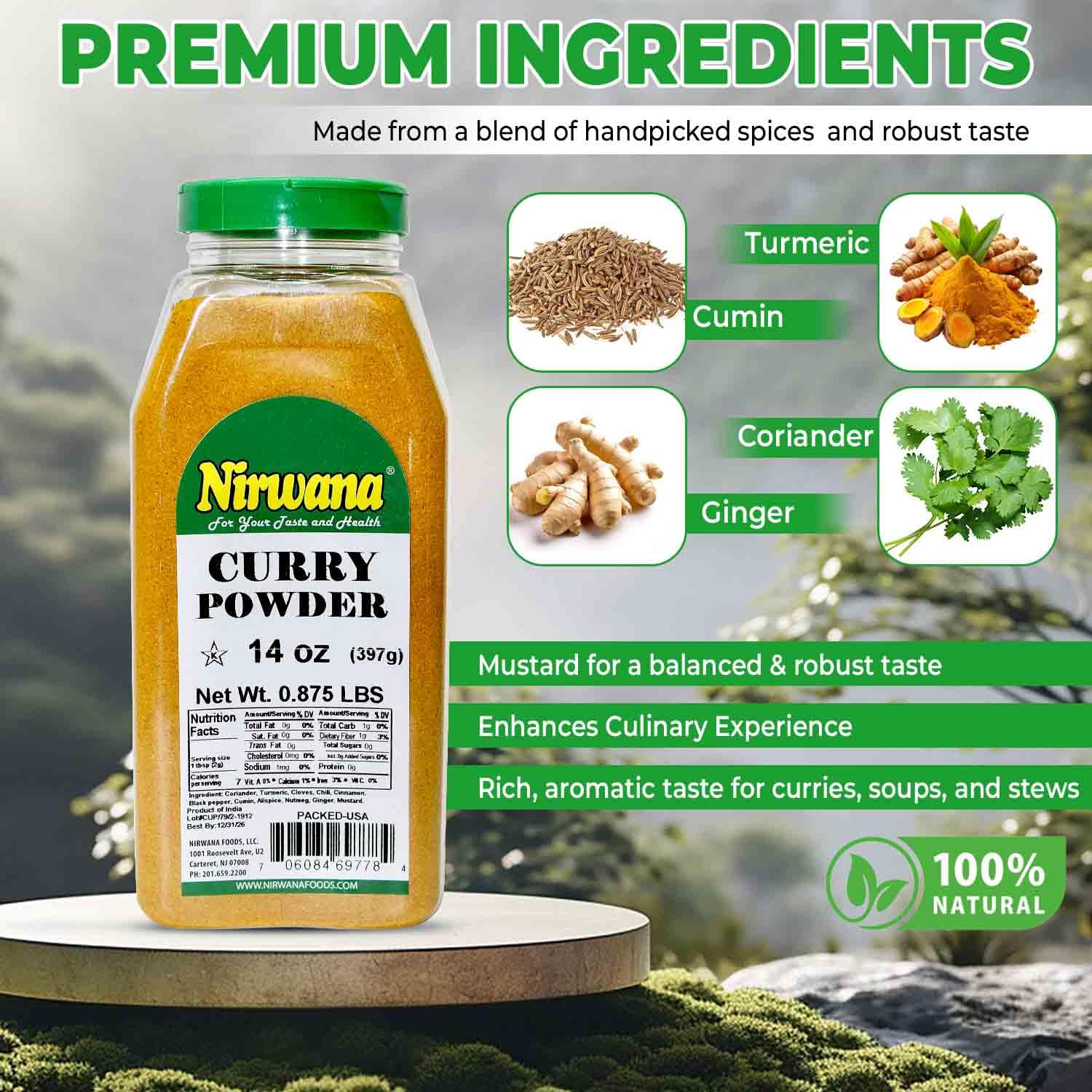 Premium Curry Powder - Gluten-Free, Vegan, and Non-GMO - Perfect for Cooking with Chicken, Shrimp, Tofu, and Vegetables - Adds Flavor to Soups