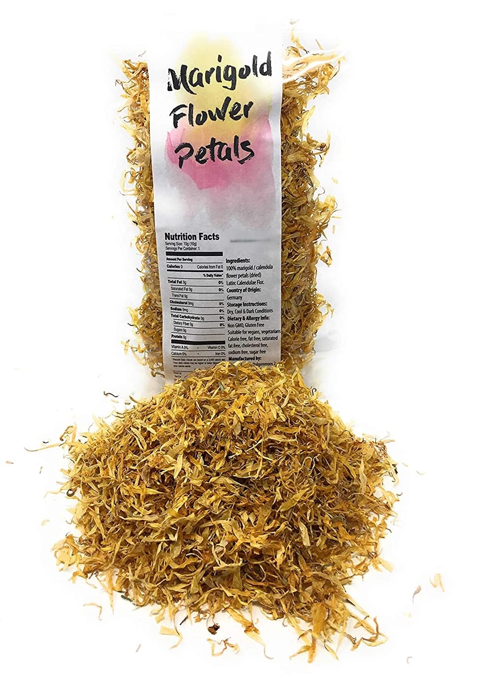 Calendula Petals Edible Flower Sprinkles - Pure Dried Marigold Flower Petals - Vegan | Gluten Free | Non-GMO | No Sugar Added - Net Weight: 0.35oz
