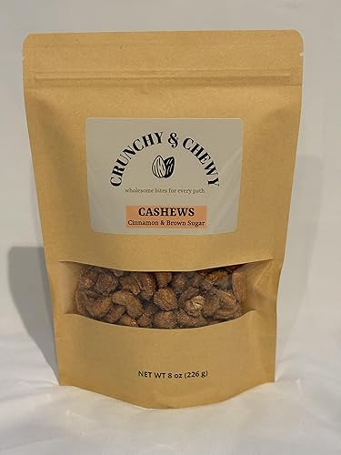 Crunchy & Chewy Handcrafted Candied Cashews, Cinnamon & Brown Sugar (8 oz)