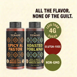 Tenayo Spicy Al Pastor & Roasted Poblano Barbecue Sauce 2-Pack (14.5 oz Bottles) - Mexican Style Sauce Duo with Pineapple, Chipotle & Roasted Poblano