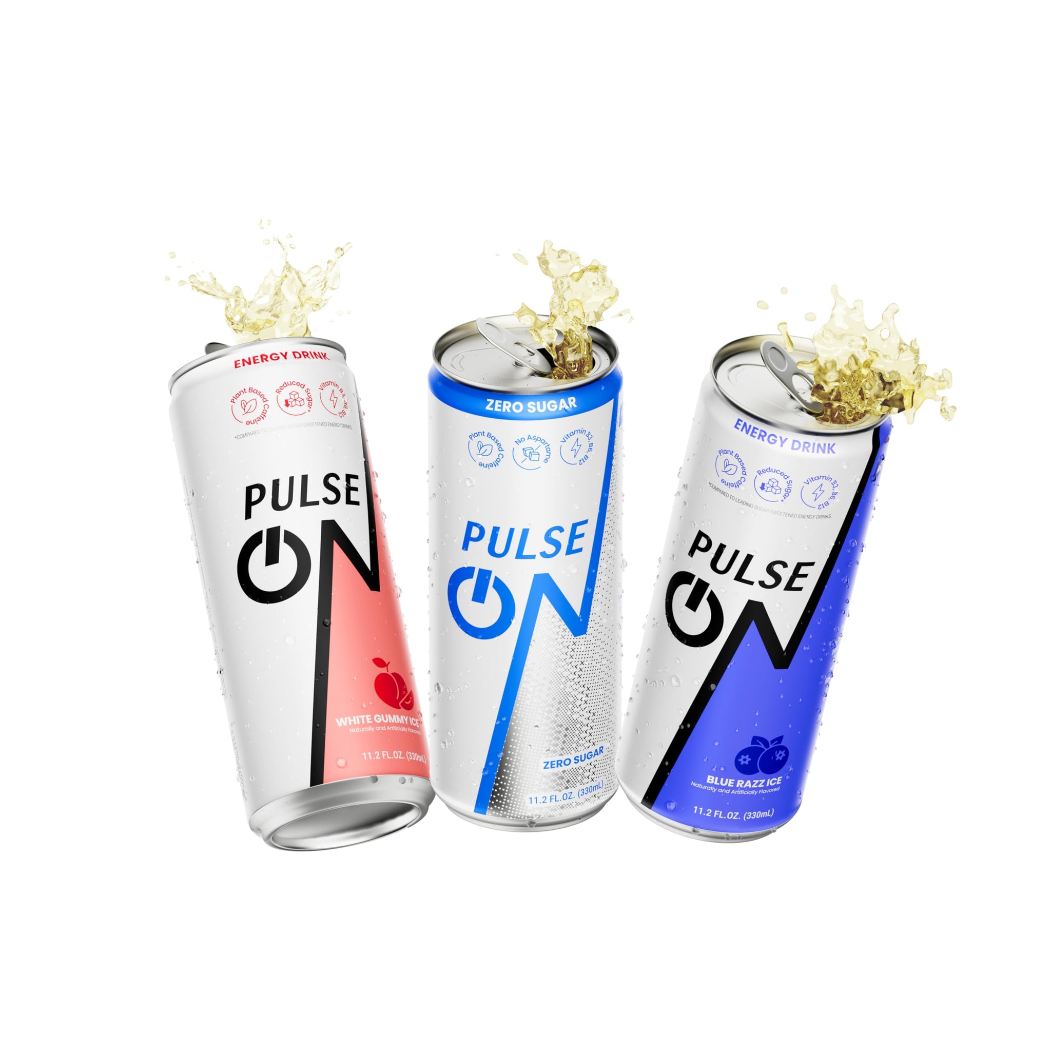 PulseOn Energy Drink- 200mg Natural Caffeine, Taurine and Vitamin B (6 Pack, Mix Flavor)