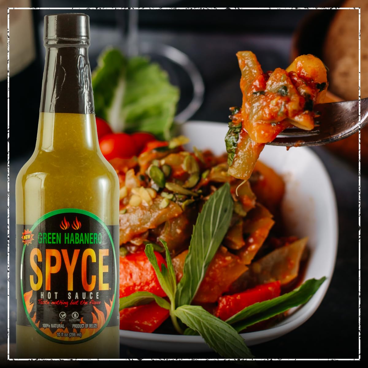 SPYCE Habanero Hot Sauce, Vegan, Gluten Free, Low Sodium, Non-GMO, No MSG, No Sugar, No Filler (10 oz, Green Habanero)