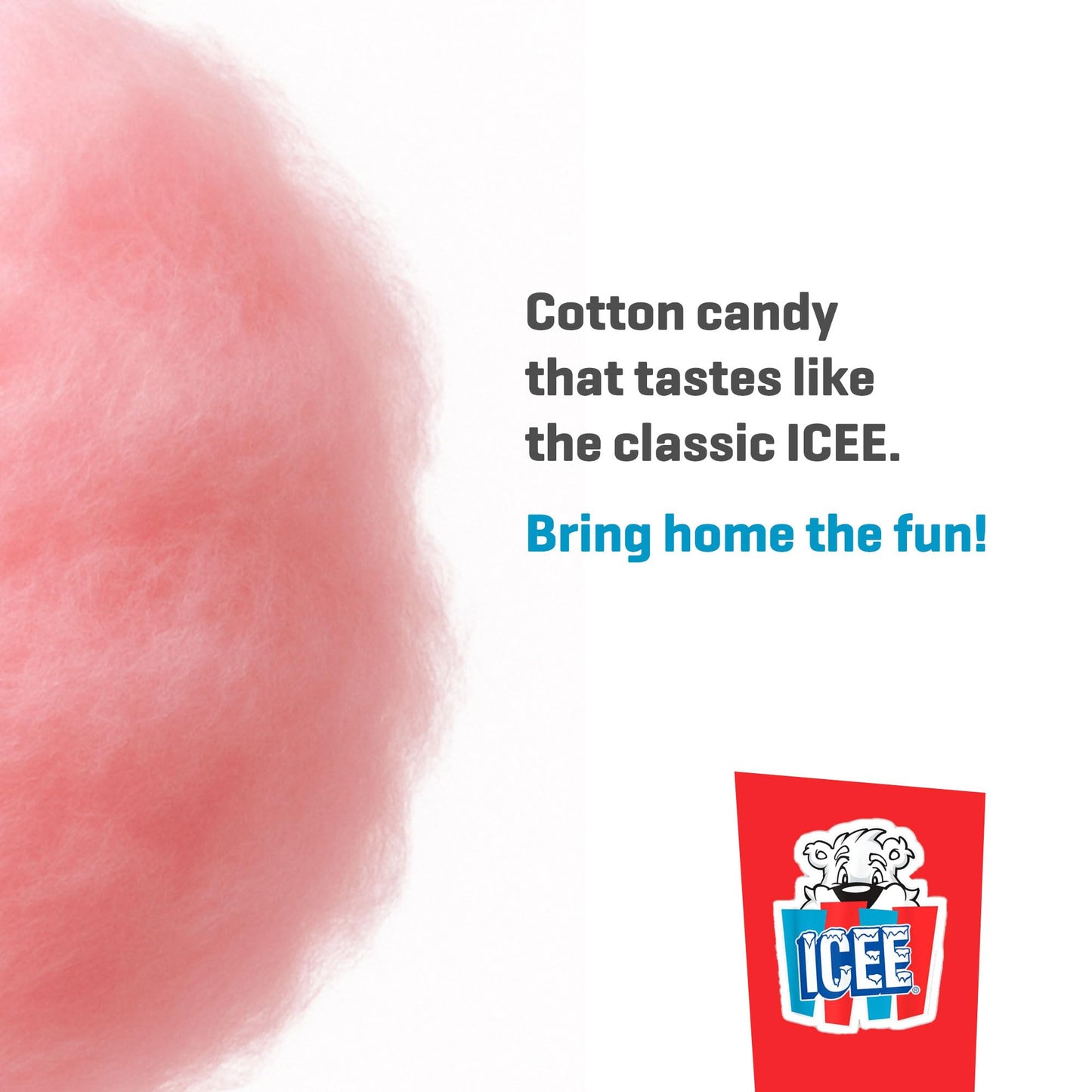 ICEE Cotton Candy - Sweet Carnival Treat, Fluffy & Airy Snack, Perfect for Kids & Adults, Bucket with Handle, Great for Parties, On-the-Go Snacking