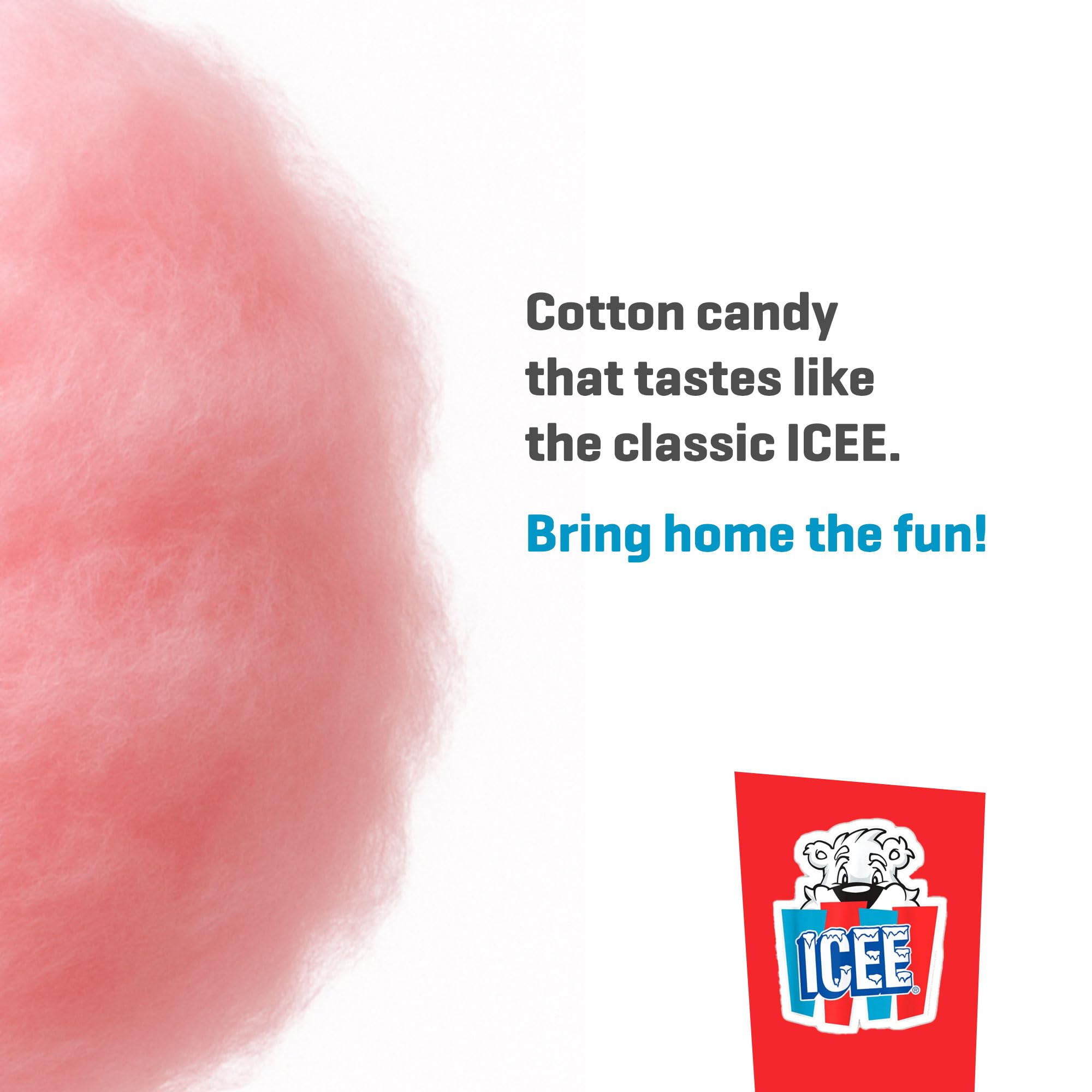 ICEE Cotton Candy - Sweet Carnival Treat, Fluffy & Airy Snack, Perfect for Kids & Adults, Bucket with Handle, Great for Parties, On-the-Go Snacking