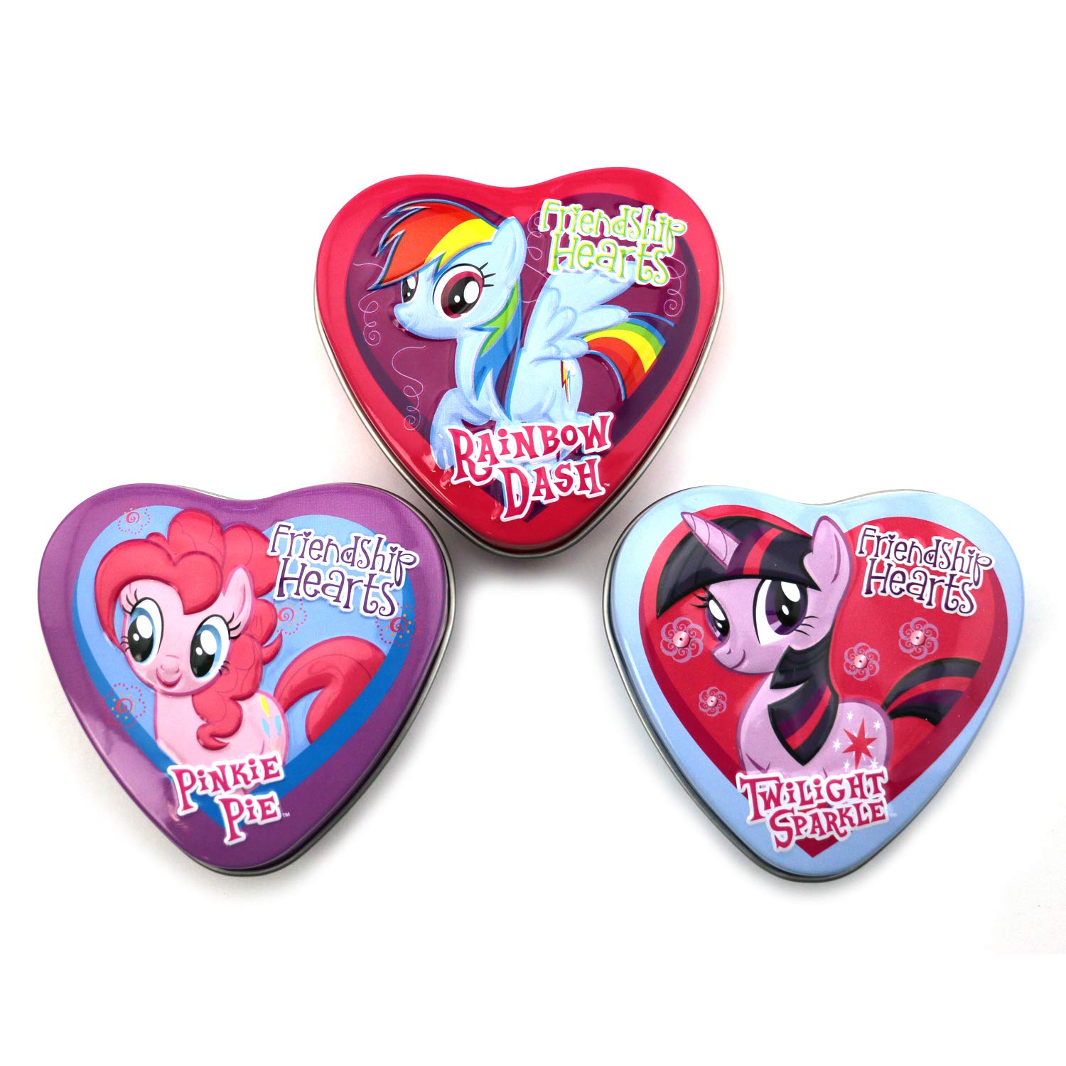 My Little Pony Friendship Hearts Tin Candy (3 Pack) Berry Flavor Gift Stuffer with 2 GosuToys Stickers