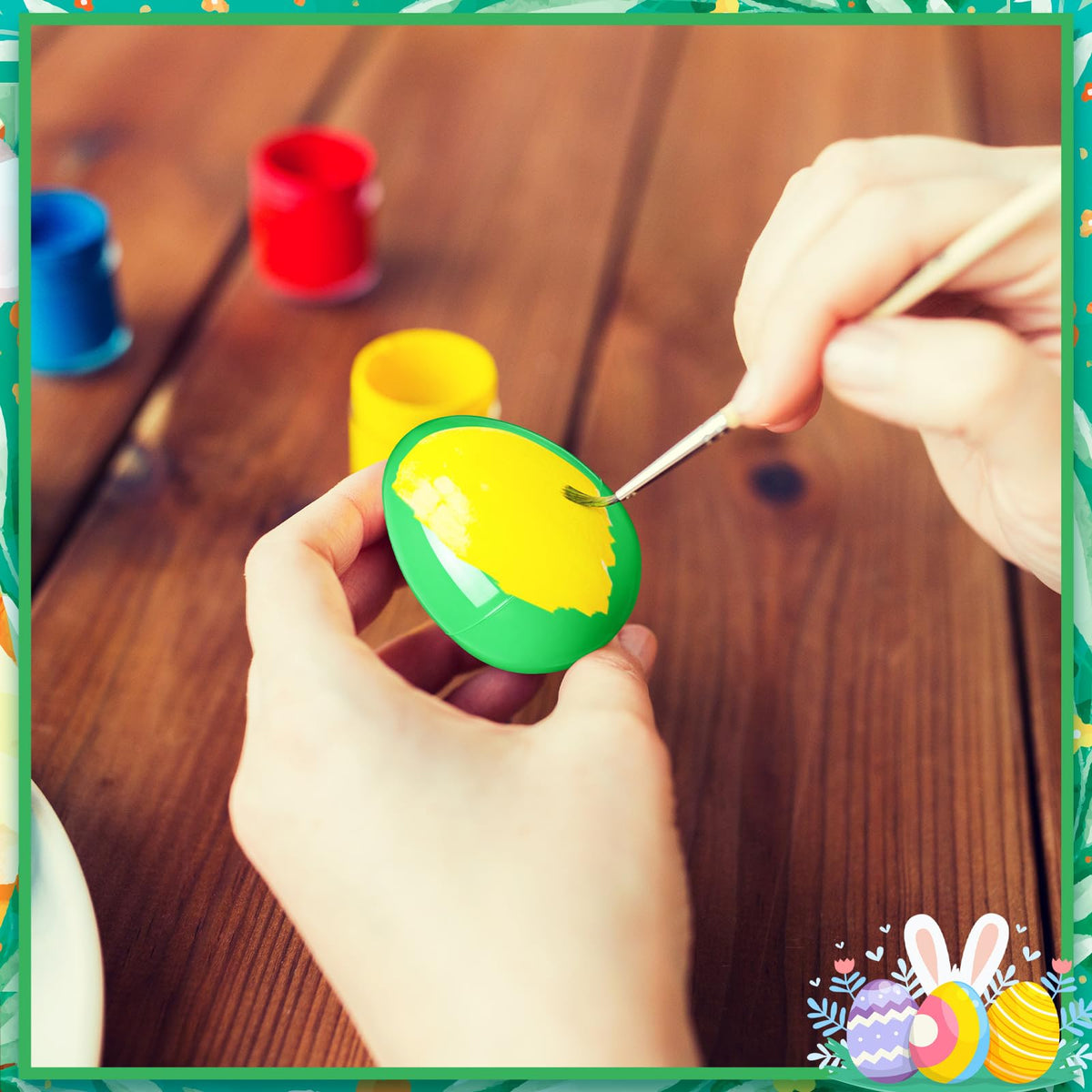 Leitee 24 Pcs Green Plastic Easter Eggs 4 Inch Large Blank Empty Eggs Bulk Paintable Detachable DIY Decoration for Easter Basket Stuffers Fillable