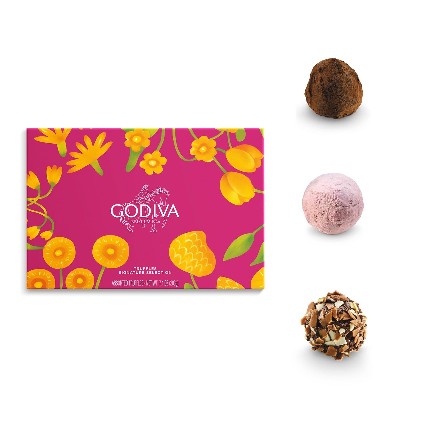 Godiva Signature Truffles Limited Edition Spring Gift Box, Belgian Dark & Milk Chocolates with Ganache Centers, Gourmet Mother's Day Chocolate Gifts