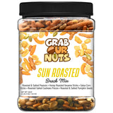 Grab Our Nuts Sun Roasted Snack Mix 36 Ounce Jar: Peanuts, Honey Roasted Sesame Sticks, Salsa Corn Sticks, Roasted Cashew Pieces, Roasted & Salted