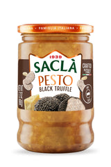 SACLA Pesto with Black Truffle | Italian Pesto Sauce with Real Truffle & Cheese | 6.7 oz Glass Jar | Gourmet Non-GMO Paste | Imported from Italy