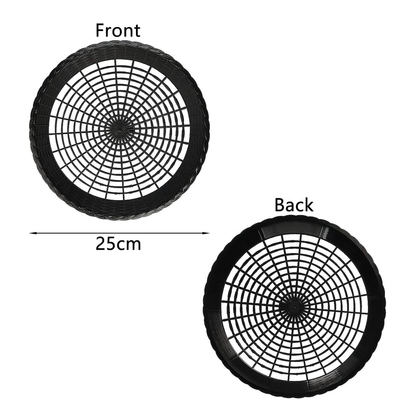 Auto-plaza 24x 9.7 Inch Heavy Duty Reusable Plastic Plate Holders Woven Plate Holder for Kitchen Outdoor Picnic (Black)