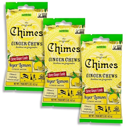 Seasonal Original Chimes Ginger Chews Meyer Lemon Chewy Candy, 1.5 Oz (Pack of 3)
