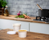 GUSTO 8 oz. White Paper Food Containers with Vented Lids [25 Count] To Go Hot Soup Bowls, Disposable Ice Cream Cups, Ideal for Hot and Cold Foods