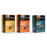 Kind Minis, Variety Pack. Contains 1 Peanut Butter Dark Chocolate, 1 Caramel Almond & Sea Salt, and 1 Dark Chocolate Nuts & Sea Salt, Low Sugar