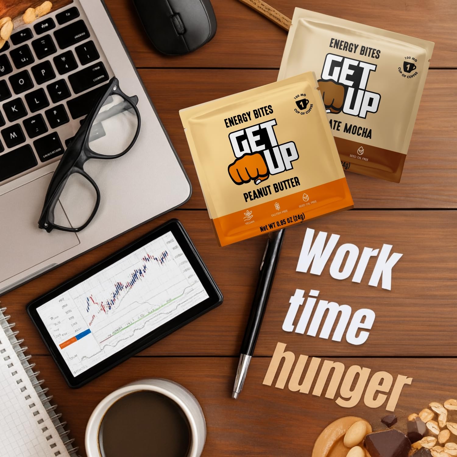 GetUp - Caffeinated Granola Bites - Variety Pack (10 Pack) - 100mg Caffeine Energy Bites - Gluten-Free, 0 Seed Oils, All Natural - Coffee Alternative