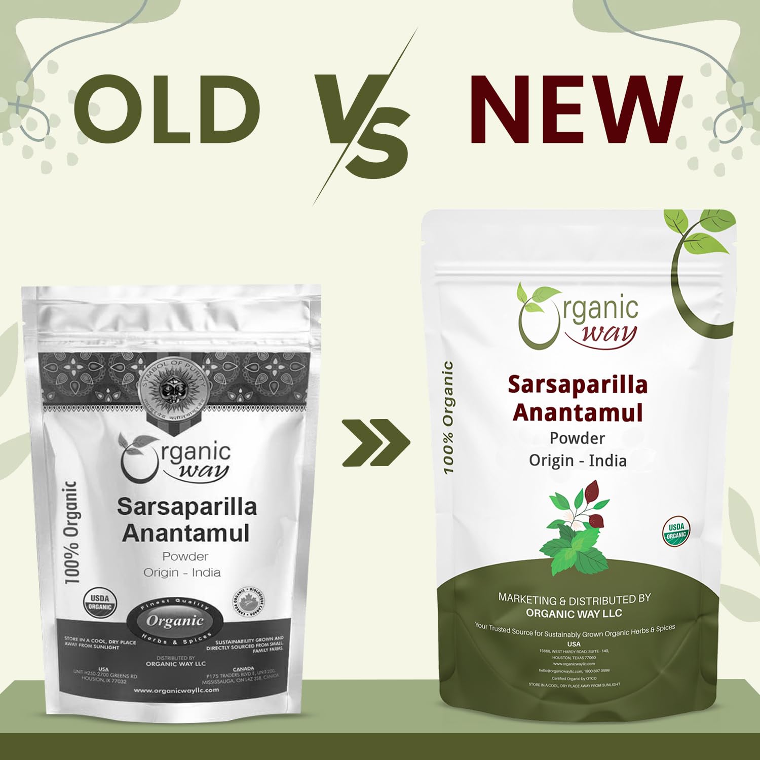 Organic Way Sarsaparilla/Anantamul Root (Hemidesmus indicus) Powder - Herbal Tea | USDA & Kosher Certified | Vegan, Non GMO & Gluten Free | Resealable