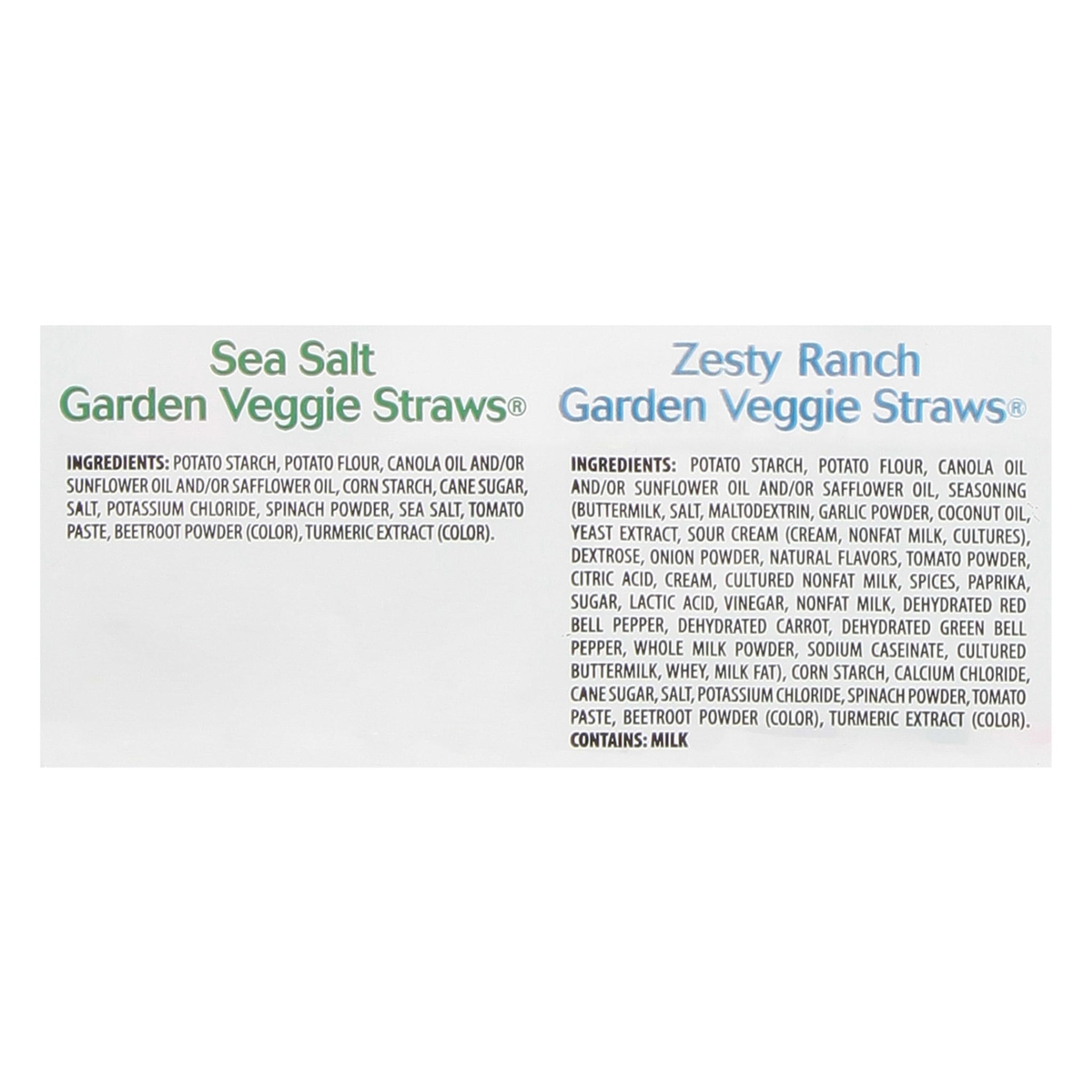Sensible Portions Veggie Straws Multi-Pack, Sea Salt & Zesty Ranch, Kid Snacks, Veggie Snacks, 0.75 oz Bag (Pack of 12)